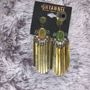 Gold and green earrings